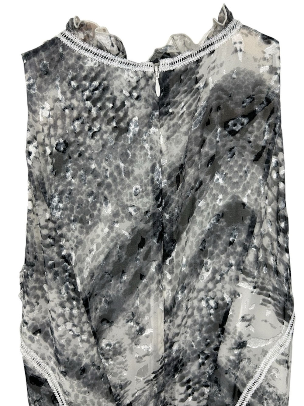 REISS Sibilla Burnout Snake Print Dress, Grey, Size 4 - Picture 9 of 16